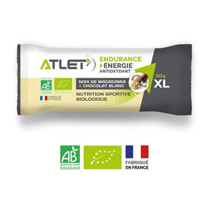 Nutri-bay | ATLET - Barre Énergétique BIO (50g) - Noix de Macadamia & Chocolat Blanc