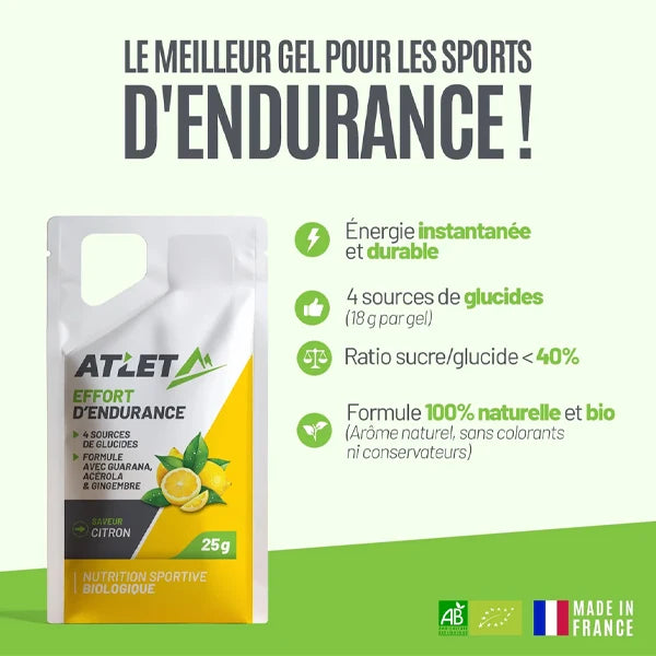 Nutri-Bay | ATLET - Gel Énergétique BIO (25g) - Citron Guarana