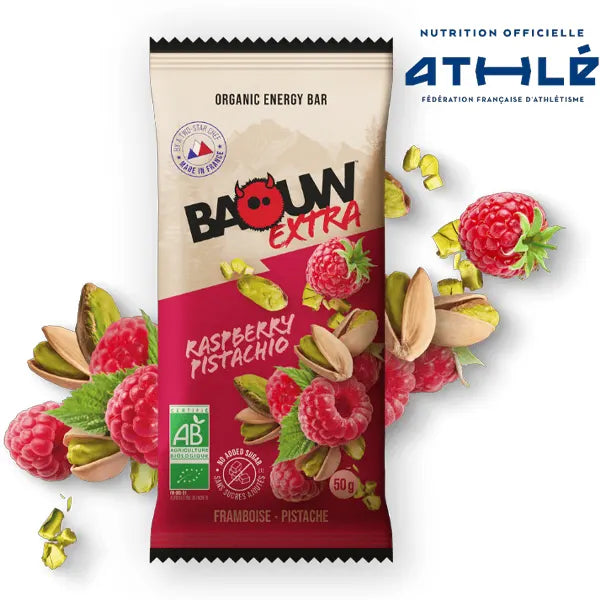 Nutri-Bay | BAOUW - Barre Énergétique BIO EXTRA (50g) - Framboise & Pistache