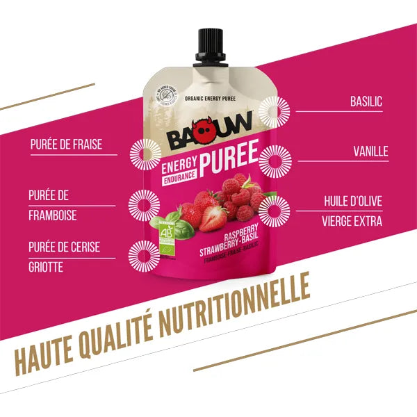 Nutri-Bay | BAOUW - Purée Énergétique BIO (90g) - Framboise-Fraise-Basilic