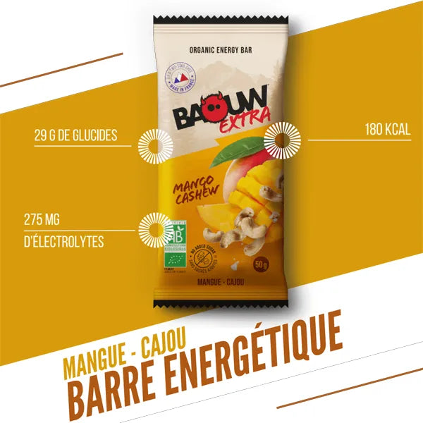 Nutri-Bay | BAOUW - Barre Énergétique BIO EXTRA (50g) - Mangue & Cajou