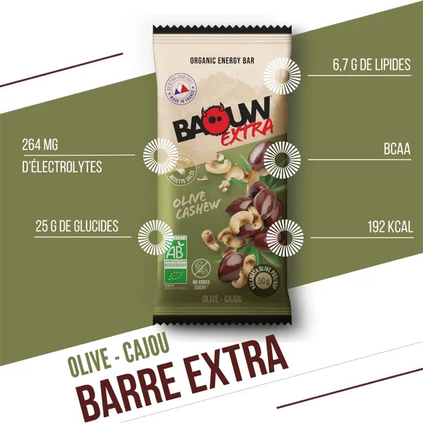 Nutri-Bay | BAOUW - Barre Énergétique BIO EXTRA (50g) - Olive & Cajou