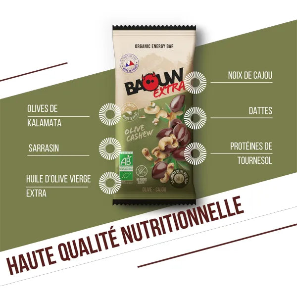 Nutri-Bay | BAOUW - Barre Énergétique BIO EXTRA (50g) - Olive & Cajou