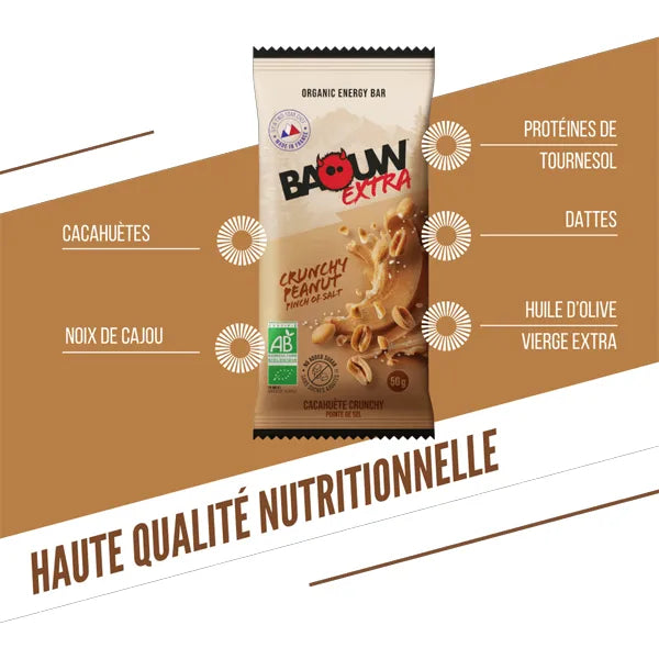 Nutri-Bay | BAOUW - Barre Énergétique BIO EXTRA (50g) - Crunchy Cacahuètes