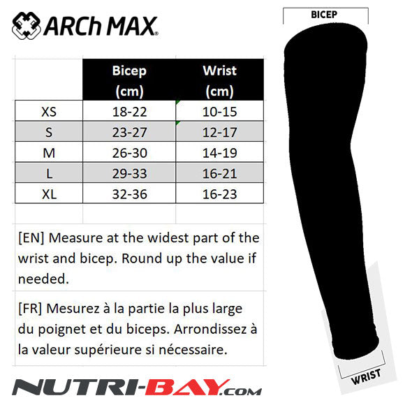 Nutri-Bay | ARCh MAX - Manchettes -Édition Spéciale Nutri-Bay - Size Chart