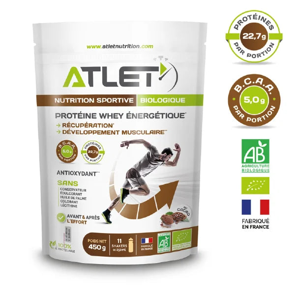 Atlet Protéine Whey Énergétique BIO (450g) - Cacao