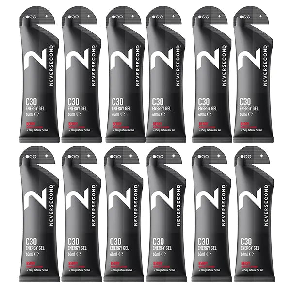 Neversecond C30 Energy Gel + Caffeine Box (12x60ml) - Goût au choix
