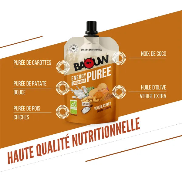 Baouw Purée Énergétique BIO (90g) - Cari de Légumes