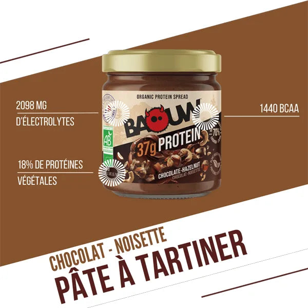 Baouw Pâte à tartiner protéinée BIO (200g) - Chocolat & Noisettes