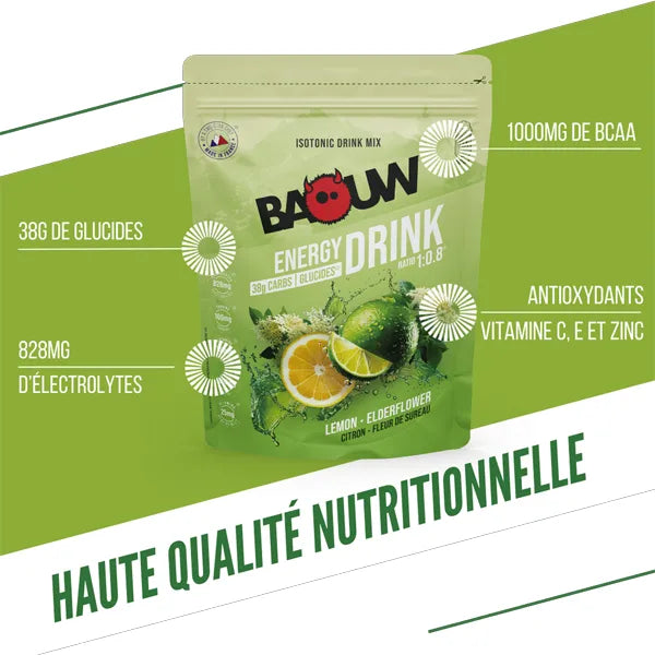 Baouw Boisson Énergétique (585g) - Citron & Fleur de Sureau