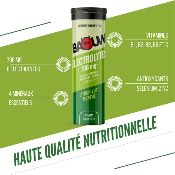 Baouw Pastilles d'Électrolytes (10x5g) - Citron Vert & Menthe