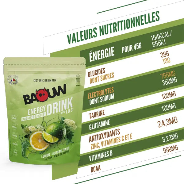 Baouw Boisson Énergétique (585g) - Citron & Fleur de Sureau