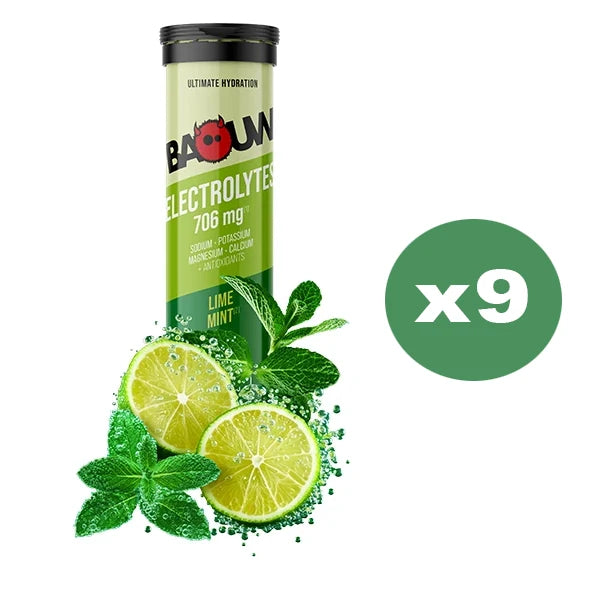 Baouw Pastilles d'Électrolytes Box (9 tubes) - Goût au choix