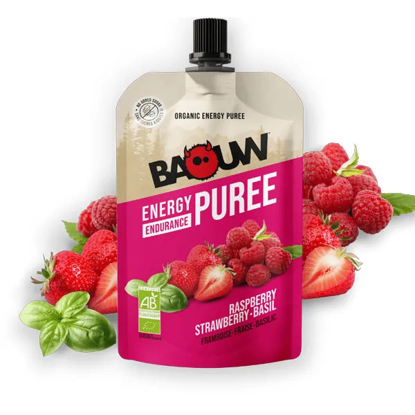 Baouw Purée Énergétique BIO (90g) - Framboise-Fraise-Basilic