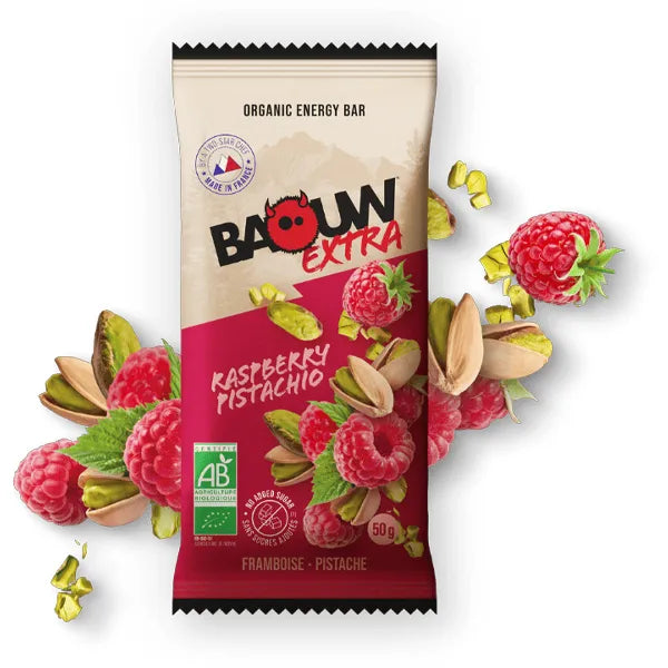 Baouw Barre Énergétique BIO Extra (50g) - Framboise & Pistache