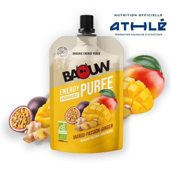 Baouw Purée Énergétique BIO (90g) - Mangue-Passion-Gingembre