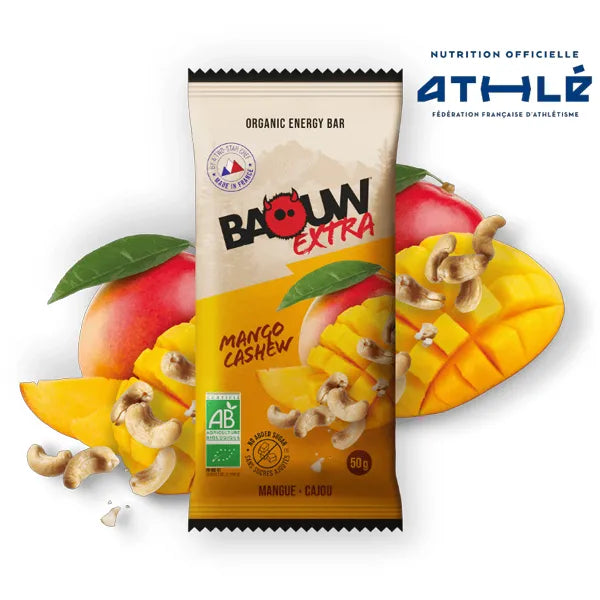 Baouw Barre Énergétique BIO Extra (50g) - Mangue & Cajou