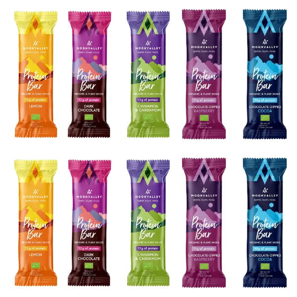 Bahía Nutri | MOONVALLEY - Barrita de Proteína Vegetal y Orgánica (10x60g) - Mix Pack