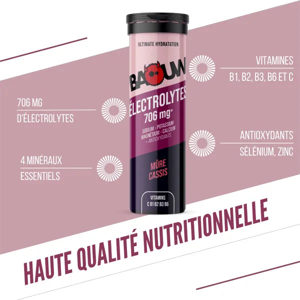 Baouw Pastilles d'Électrolytes (10x5g) - Mûre & Cassis