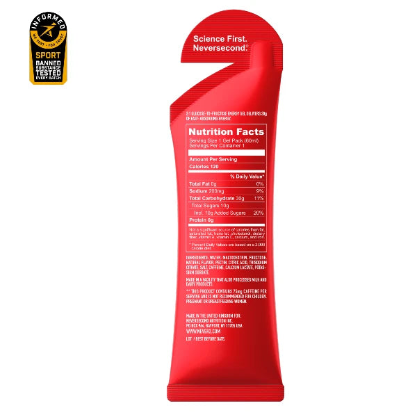 Neversecond C30 Energy Gel + Caffeine (60ml) - Berry - DDM 31.10.2026