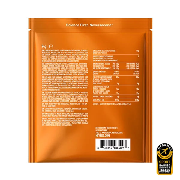 Neversecond C90 High Carb Drink (94g) - Orange - DDM 31.05.2026