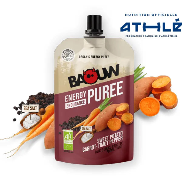 Baouw Purée Énergétique BIO (90g) - Patate Douce-Carotte-Poivre Timut
