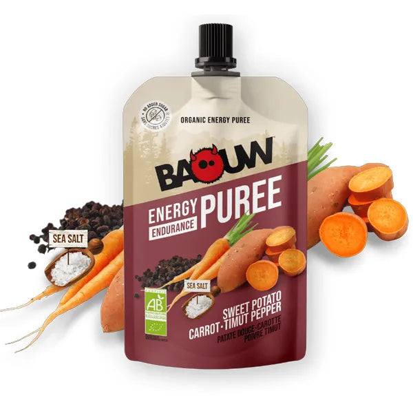 Baouw Purée Énergétique BIO (90g) - Patate Douce-Carotte-Poivre Timut