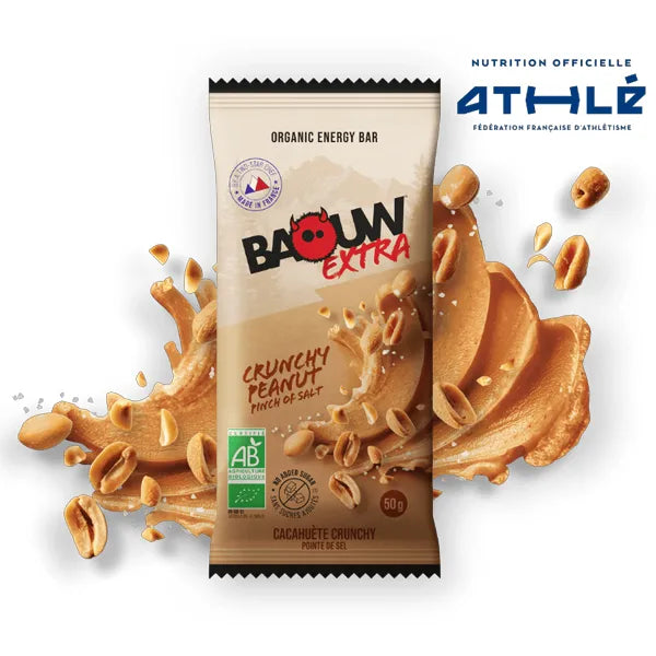 Baouw Barre Énergétique BIO Extra (50g) - Crunchy Cacahuète