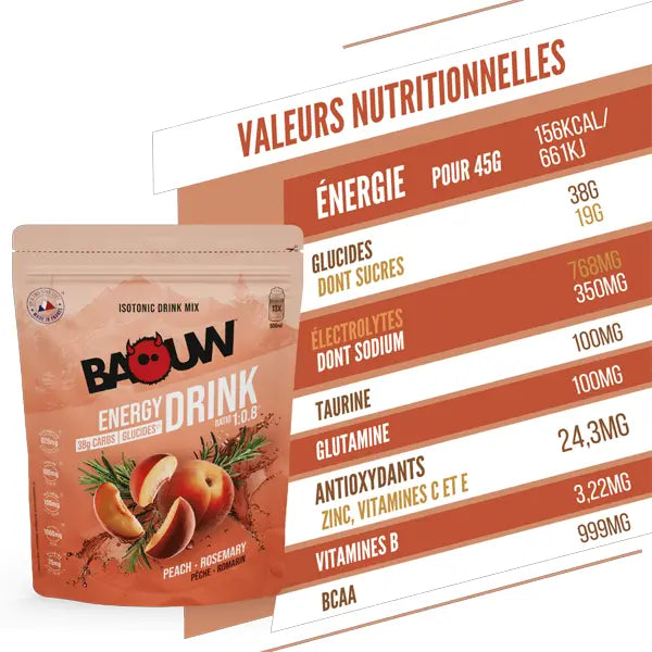 Baouw Boisson Énergétique (585g) - Pêche & Romarin