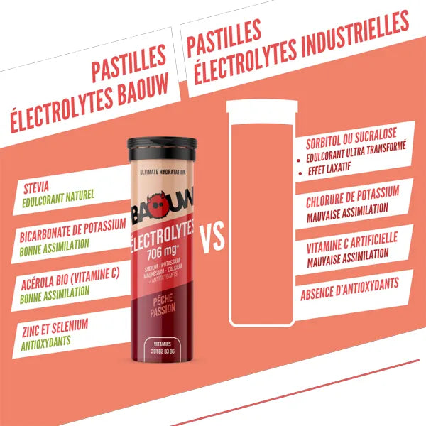 Baouw Pastilles d'Électrolytes (10x5g) - Pêche & Passion