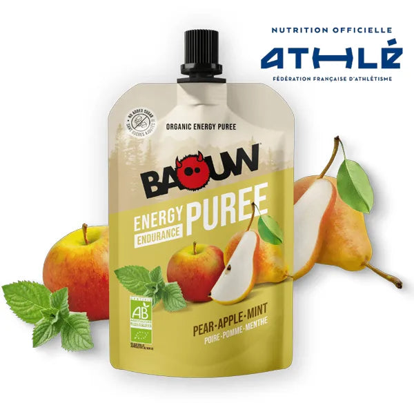 Baouw Purée Énergétique BIO (90g) - Poire-Pomme-Menthe