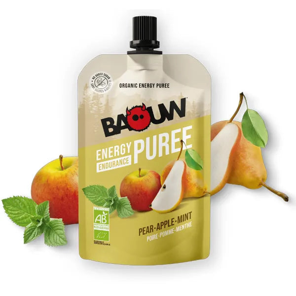 Baouw Purée Énergétique BIO (90g) - Poire-Pomme-Menthe