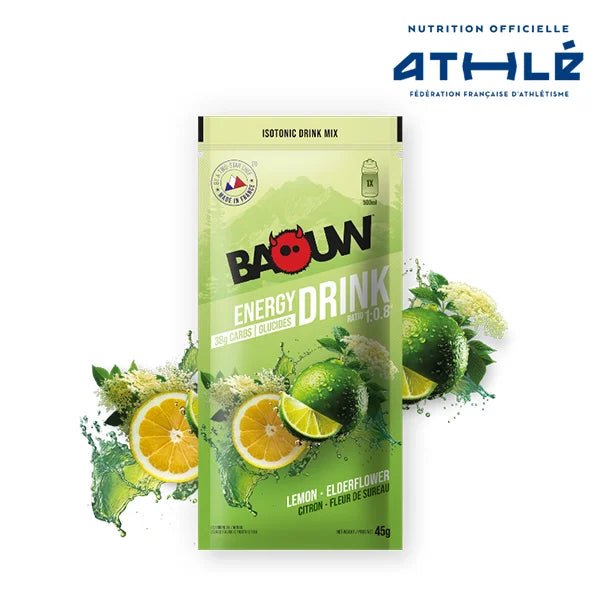 Baouw Boisson Énergétique Unidose (45g) - Citron & Fleur de Sureau