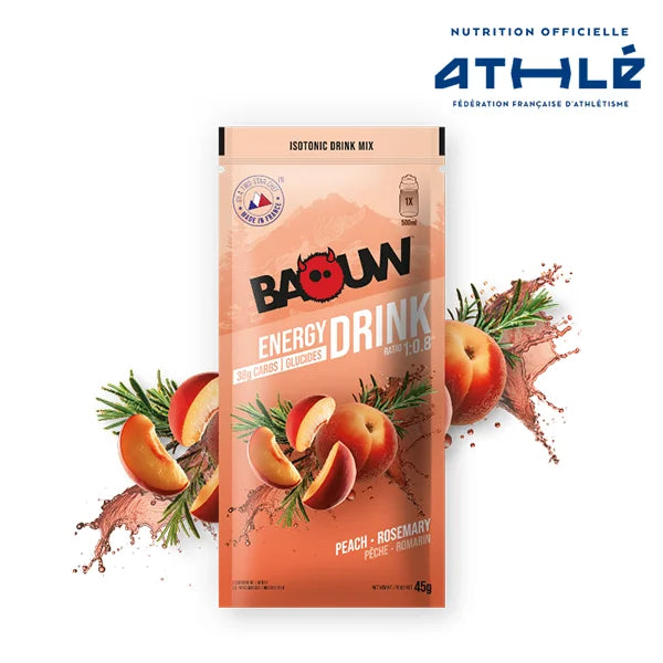 Baouw Boisson Énergétique Unidose (45g) - Pêche & Romarin