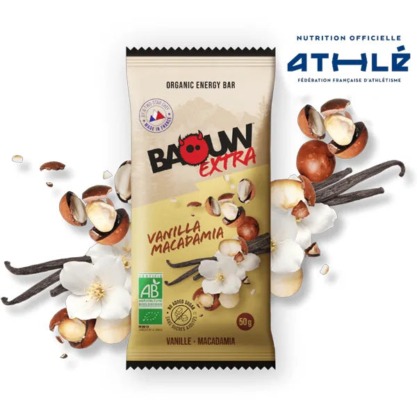 Baouw Barre Énergétique BIO Extra (50g) - Vanille & Macadamia
