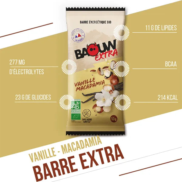 Baouw Barre Énergétique BIO Extra (50g) - Vanille & Macadamia