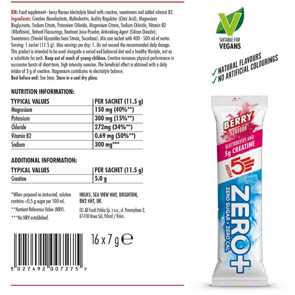 HIGH5 ZERO+ Creatine (16 sachets) - Berry