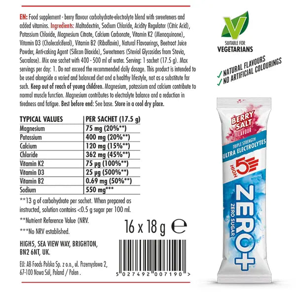 HIGH5 ZERO+ Ultra Electrolytes (16 sachets) - Berry
