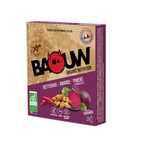 Nutri-Bay Baouw Energy Bar (3x25g) - Beterraba-Amêndoa-Espelette Pimenta - Caixa