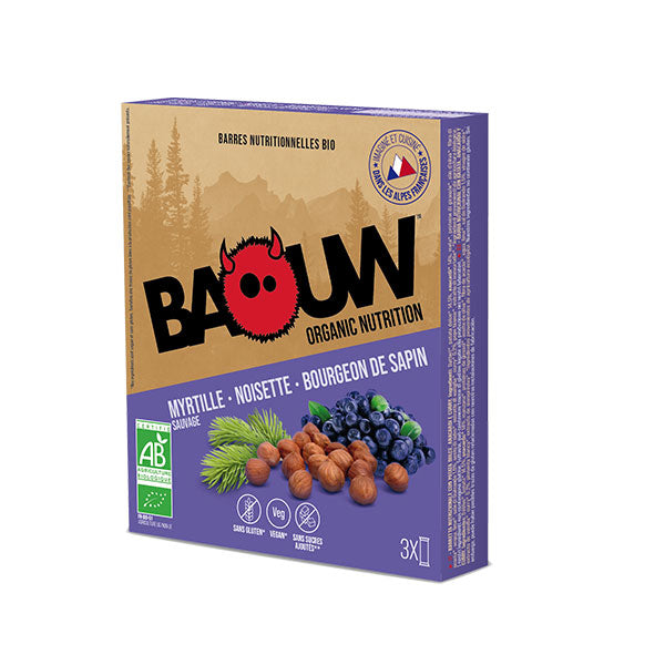 Nutri-bay | Barra de energía orgánica BAOUW (25 g) Bud de arándano, avellana y abeto - Caja