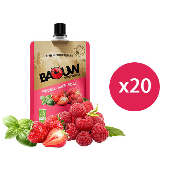 Nutri-bay BAOUW Purées Box (20x90g) - Framboesa-Morango-Manjericão