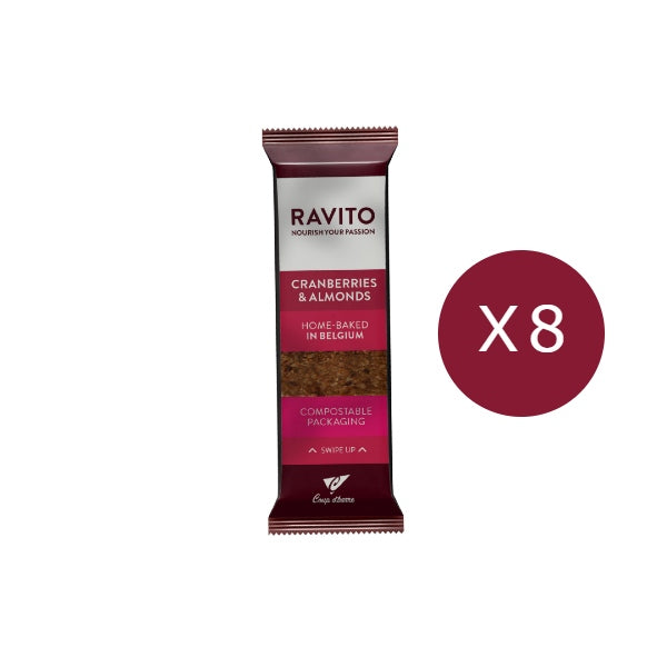 Nutri-bay | CUP D'BARRE Ravito Bar Mini Pacote 8x40g Amêndoa Cranberries