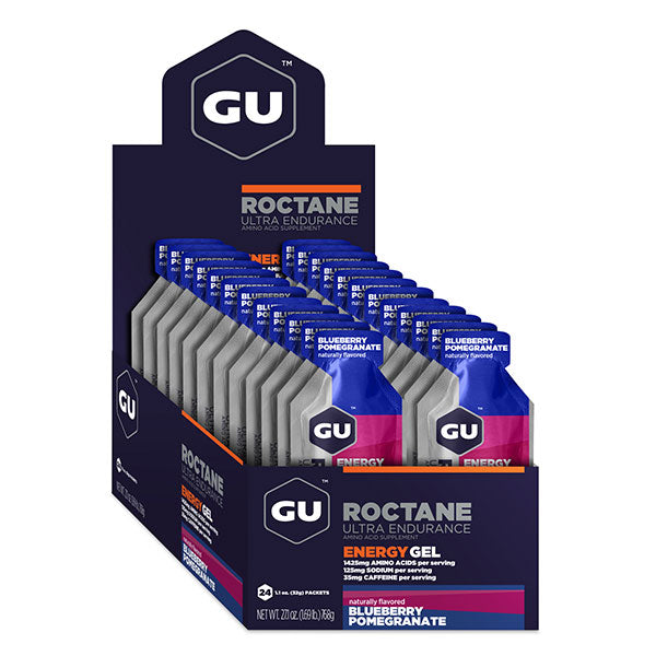 Nutri-Bay GU - Gel de energia de resistência ultra Roctane (32g) - Romã de mirtilo - Granada de mirtilo - caixa aberta