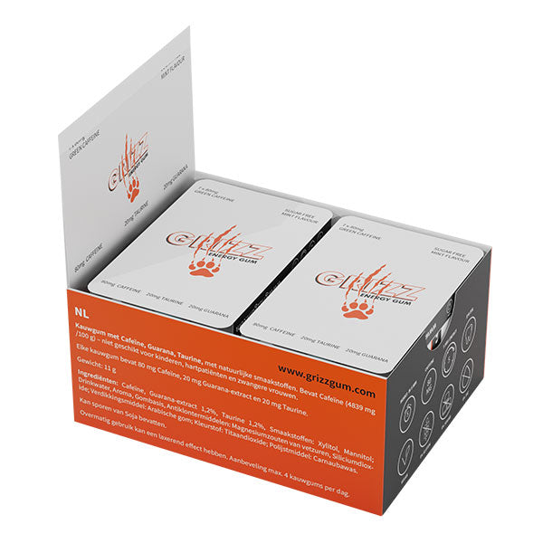 Nutri Bay | GRIZZ Energy Gum (10x Pack) - Koffein, Taurin und Guarana
