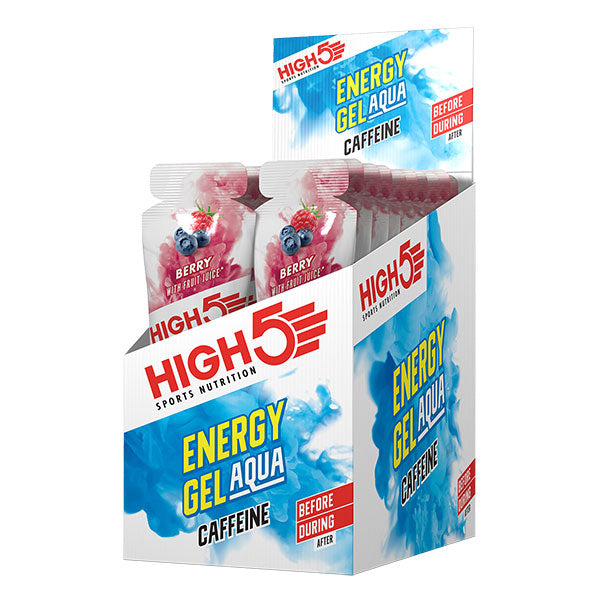 Nutri-Bay HIGH5 - Gel de energia com cafeína AQUA (66g) - Baga - Caixa