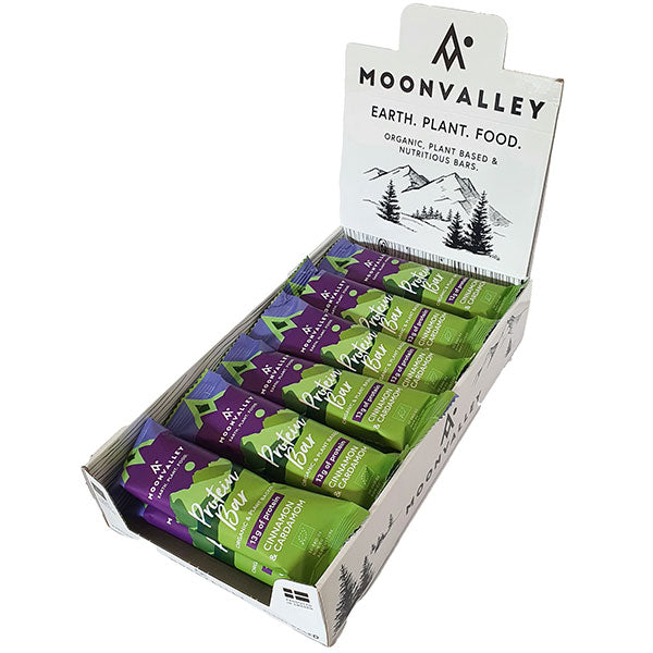 Baía Nutri | MOONVALLEY - Caixa de Barras de Proteína Orgânica e Vegetal (18x60g) - Canela e Cardamomo